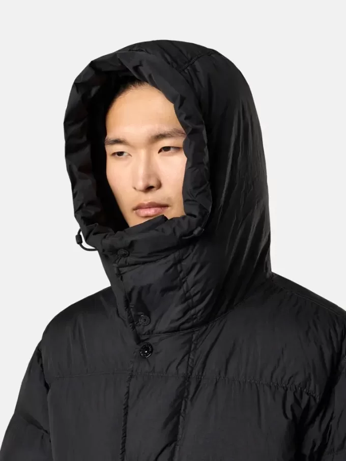 Kapuzenparka aus Daunen mit Windschutz