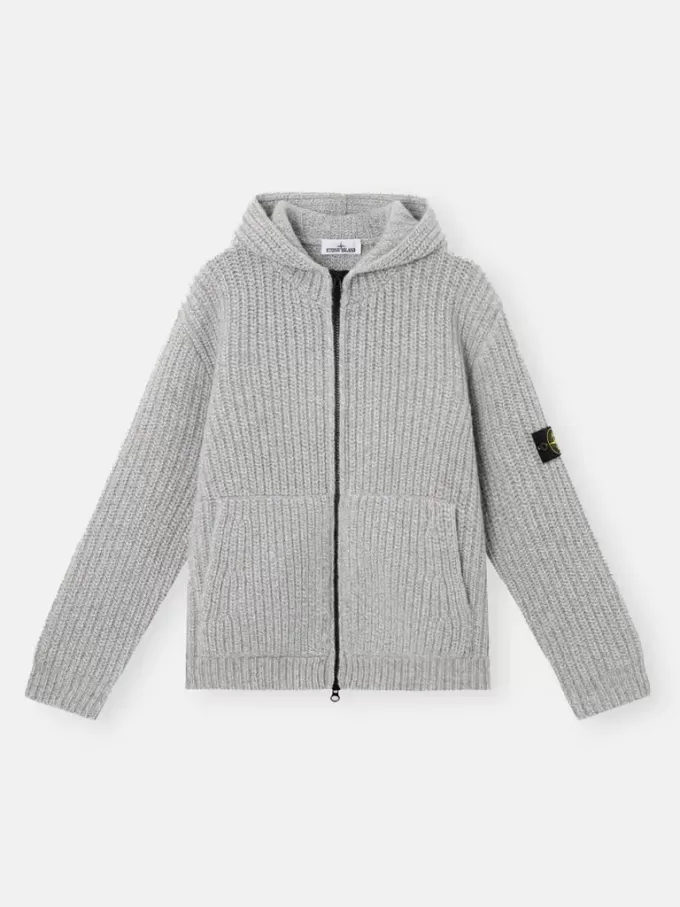 Kapuzenpullover mit Reißverschluss, Taschen und Fischerrippenmuster.