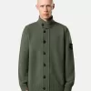 Knopfleiste-Pullover mit Filzbesatz