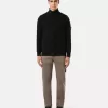 Knopfleiste-Pullover mit Filzbesatz
