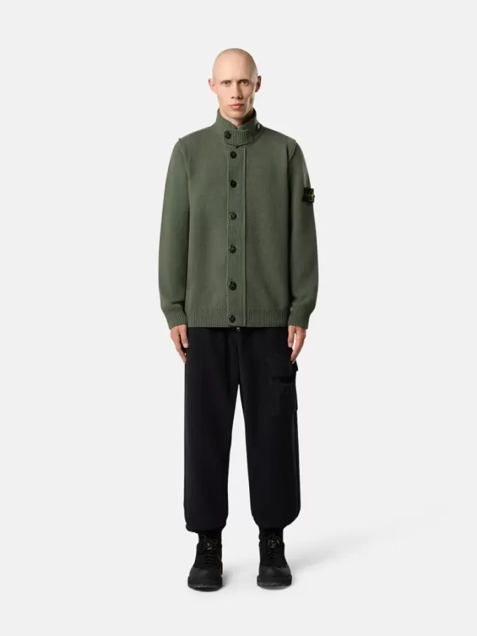 Knopfleiste-Pullover mit Filzbesatz