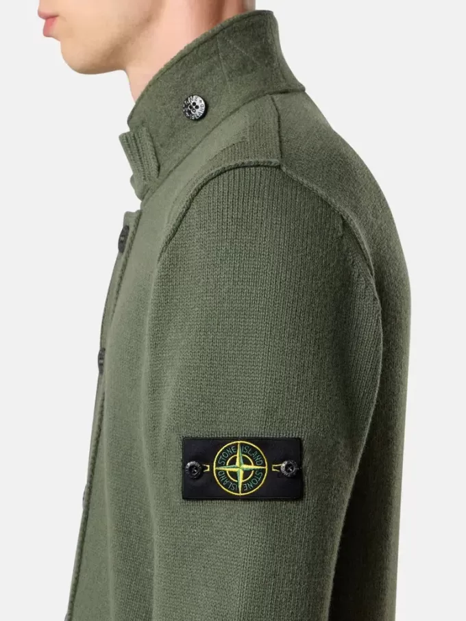 Knopfleiste-Pullover mit Filzbesatz