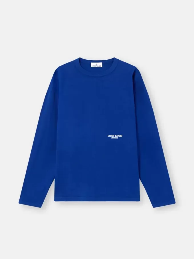 Oversized-Fit-Langarm-T-Shirt mit Marina-Stickerei