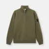 Regular-Fit-Sweatshirt mit halbem Reißverschluss und gerippten Einsätzen