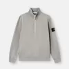 Regular-Fit-Sweatshirt mit halbem Reißverschluss und gerippten Einsätzen