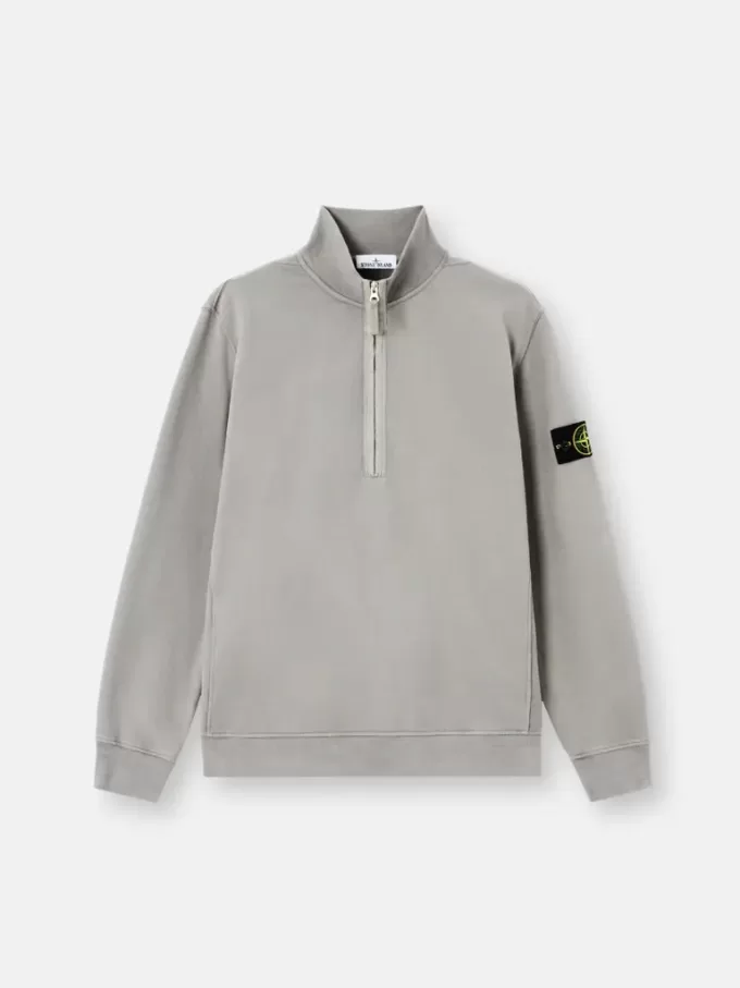 Regular-Fit-Sweatshirt mit halbem Reißverschluss und gerippten Einsätzen