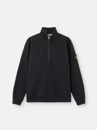Regular-Fit-Sweatshirt mit halbem Reißverschluss und gerippten Einsätzen