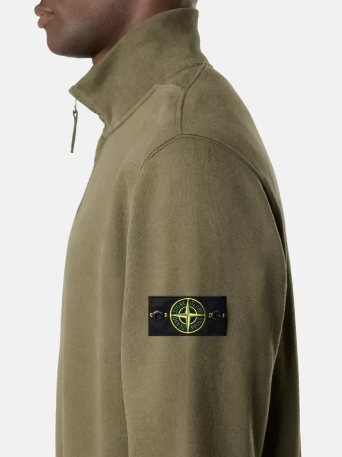 Regular-Fit-Sweatshirt mit halbem Reißverschluss und gerippten Einsätzen