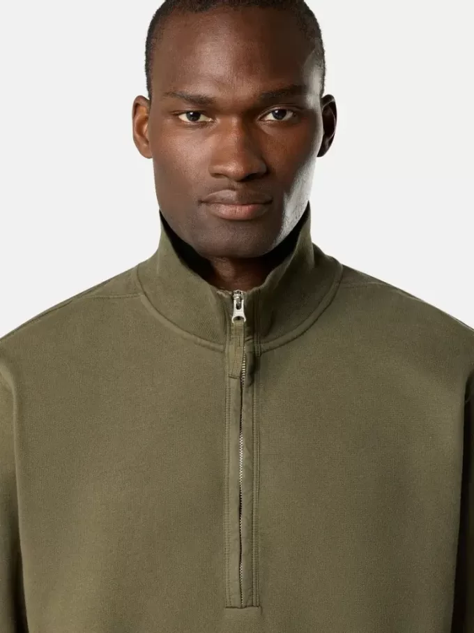 Regular-Fit-Sweatshirt mit halbem Reißverschluss und gerippten Einsätzen