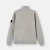 Regular-Fit-Sweatshirt mit halbem Reißverschluss und gerippten Einsätzen