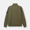Regular-Fit-Sweatshirt mit halbem Reißverschluss und gerippten Einsätzen