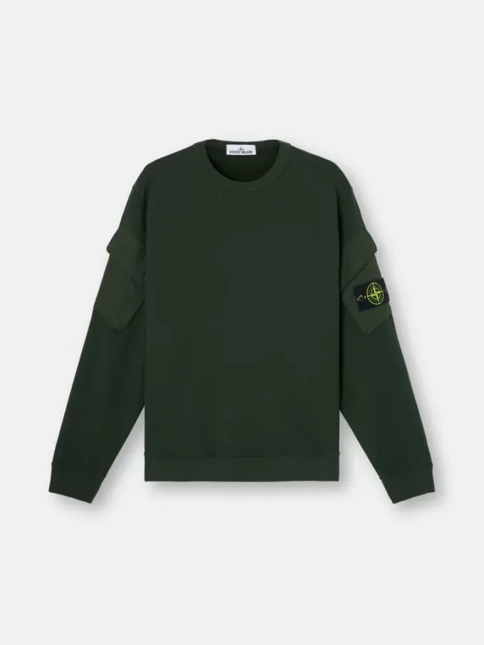 Regular-Fit-Sweatshirt mit Rundhalsausschnitt und Ärmeltaschen