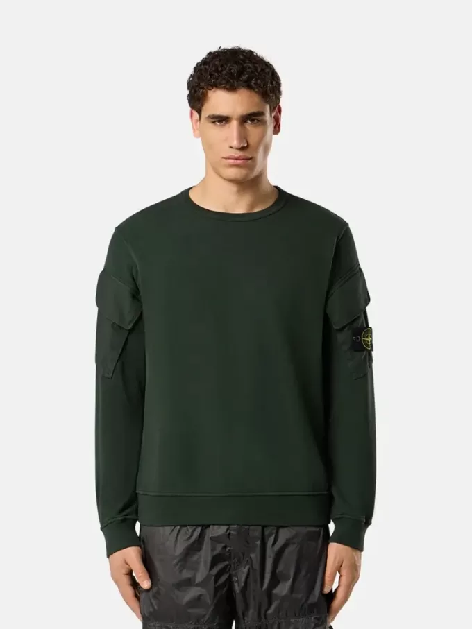 Regular-Fit-Sweatshirt mit Rundhalsausschnitt und Ärmeltaschen