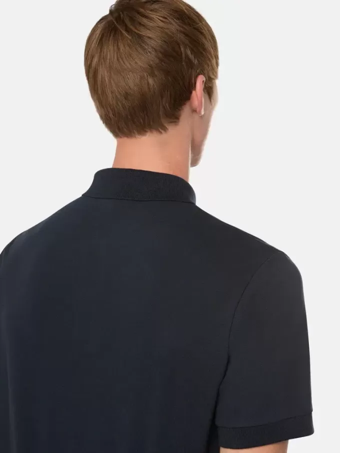 Schmal geschnittenes Kurzarm-Poloshirt mit Compass-Aufnäher