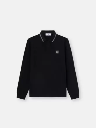 Schmal geschnittenes Langarm-Poloshirt mit Streifendetails