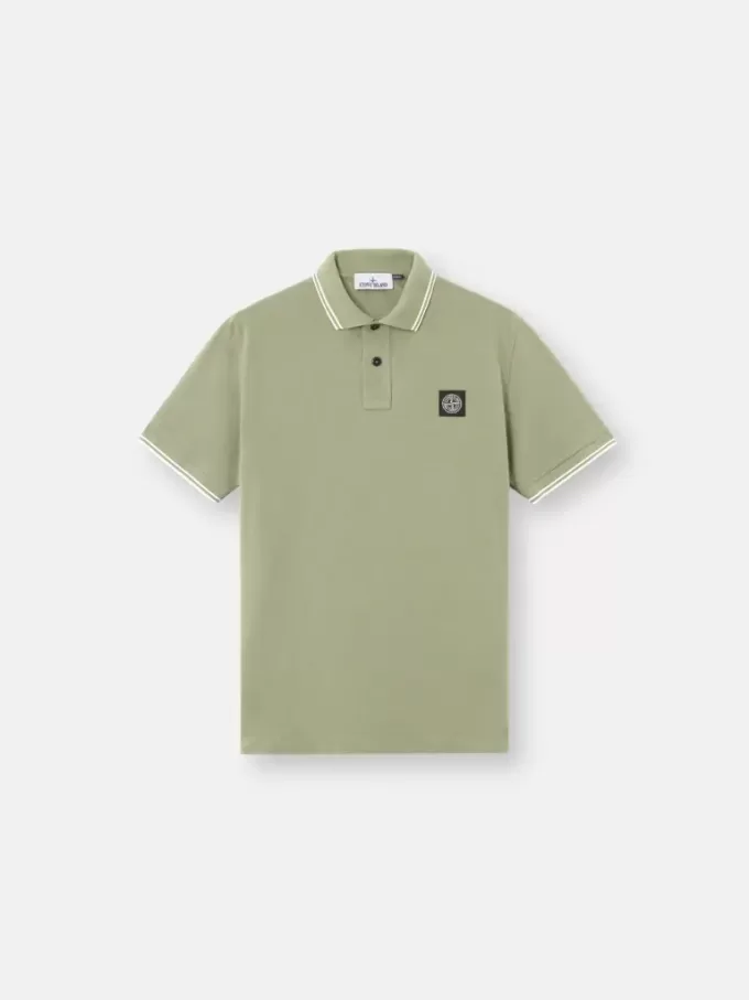 Slim-Fit-Kurzarm-Poloshirt mit gestreiften Details