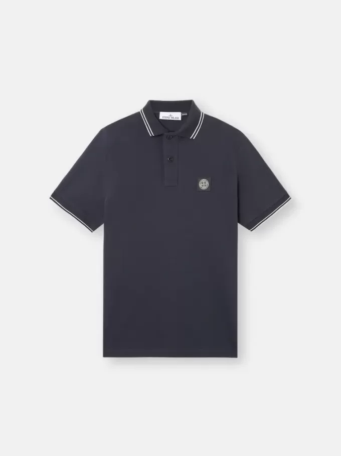 Slim-Fit-Kurzarm-Poloshirt mit gestreiften Details