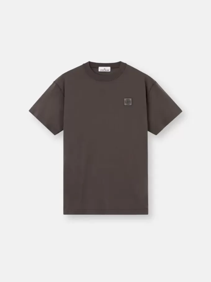 Slim-Fit-T-Shirt mit kurzen Ärmeln und Kompass-Aufnäher
