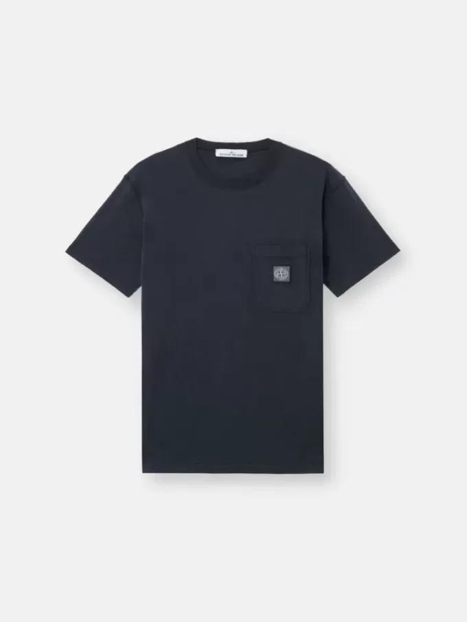 Slim-Fit-T-Shirt mit kurzen Ärmeln und Kompass-Aufnäher