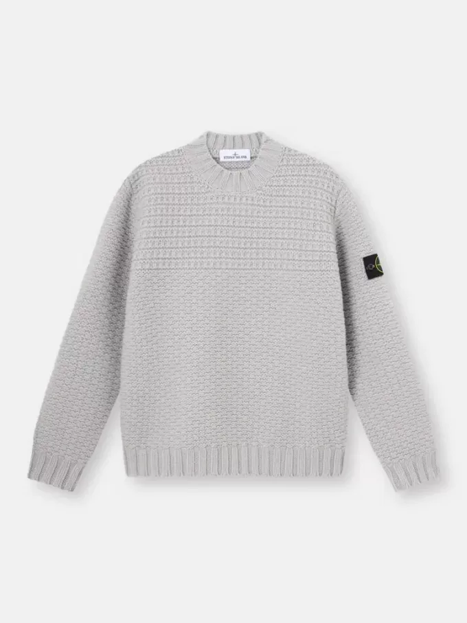 Strickpullover mit hohem Kragen und breiten Rippbündchen