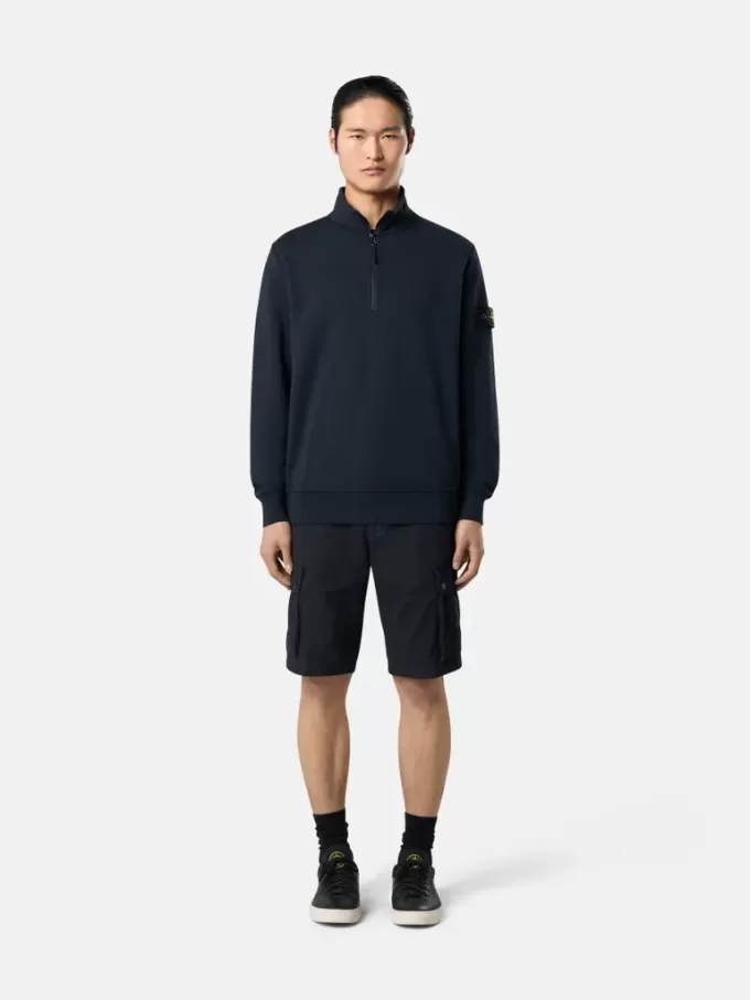Sweatshirt mit halbem Reißverschluss und aufgesetzten Taschen