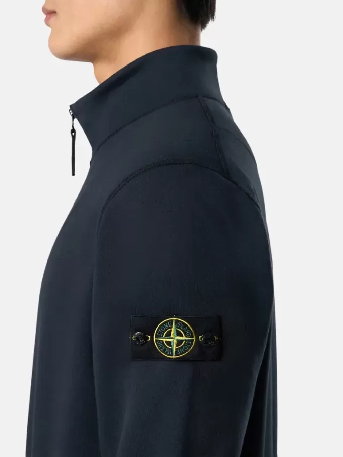Sweatshirt mit halbem Reißverschluss und aufgesetzten Taschen