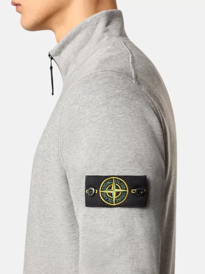 Sweatshirt mit halbem Reißverschluss und aufgesetzten Taschen