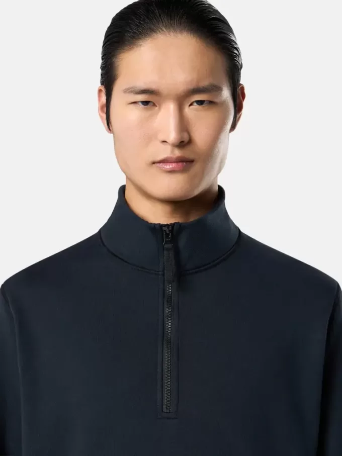 Sweatshirt mit halbem Reißverschluss und aufgesetzten Taschen